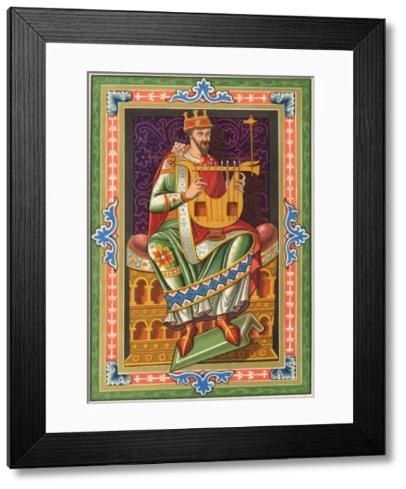 Framed Print : King Plays Psaltery Framed Print : King Plays Psaltery