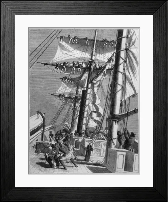 Framed Print : Taking in Sail 1880 Framed Print : Taking in Sail 1880