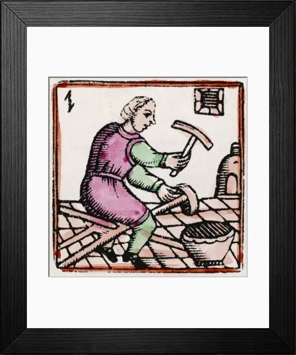 Framed Print : C17 Metalworker / Woodcut Framed Print : C17 Metalworker / Woodcut