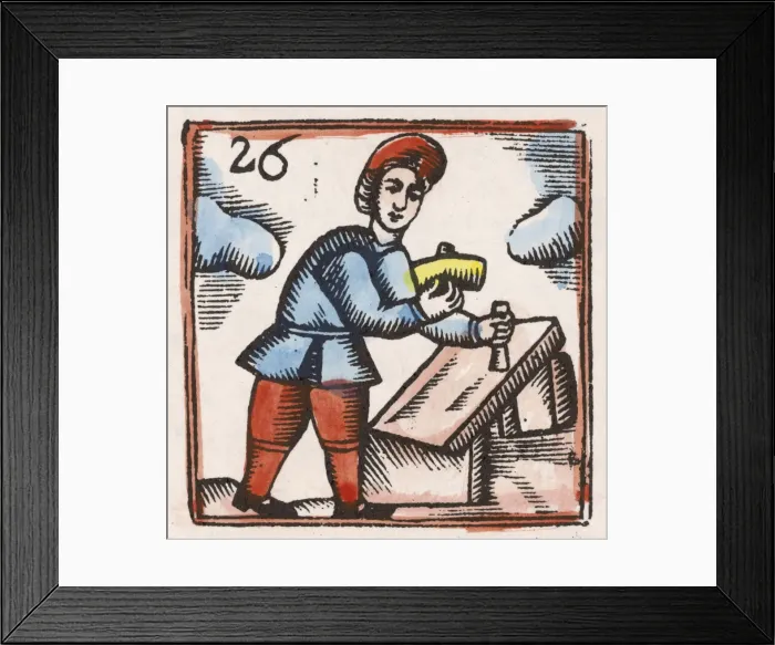 Framed Print : C17 Stone Worker / Woodcut Framed Print : C17 Stone Worker / Woodcut