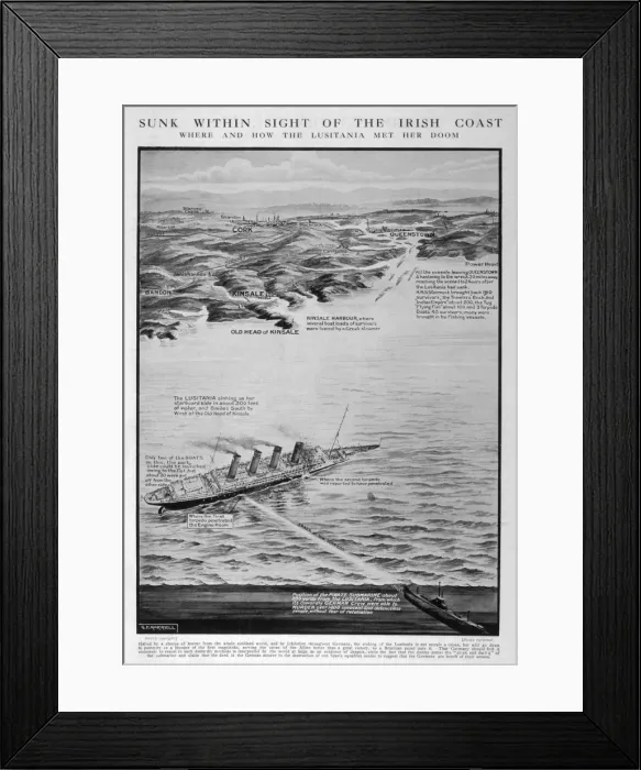 Framed Print : Lusitania Sinks (Morell) Framed Print : Lusitania Sinks (Morell)
