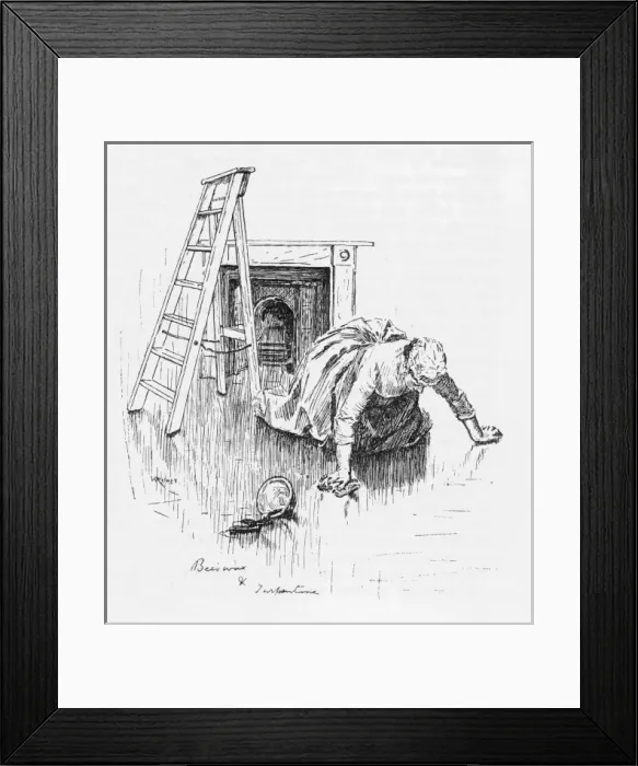 Framed Print : Housemaid Polishes Floor Framed Print : Housemaid Polishes Floor