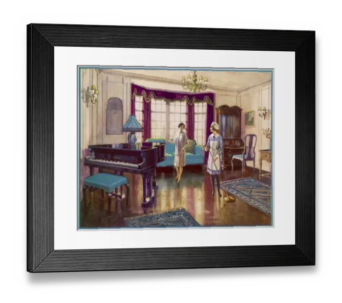 Framed Print : Maid Polishing Framed Print : Maid Polishing