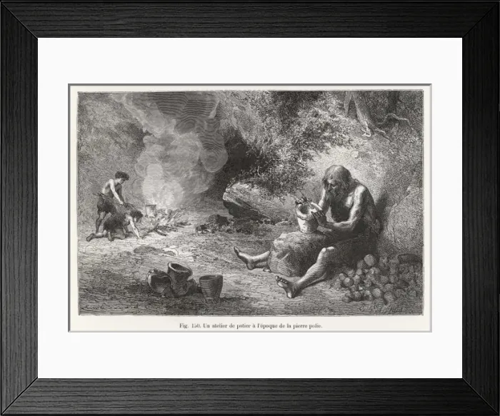 Framed Print : Stone Age Potter Framed Print : Stone Age Potter