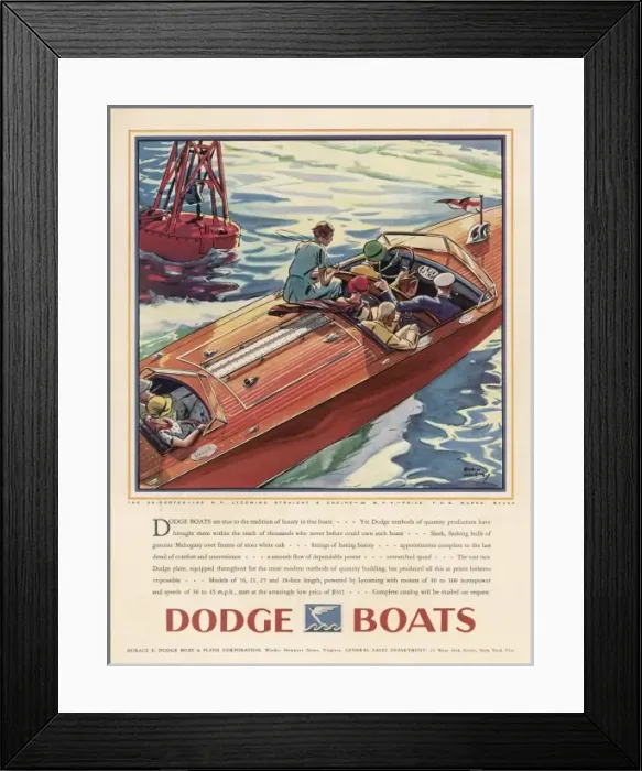 Framed Print : Dodge Boat Advert / 1930 Framed Print : Dodge Boat Advert / 1930