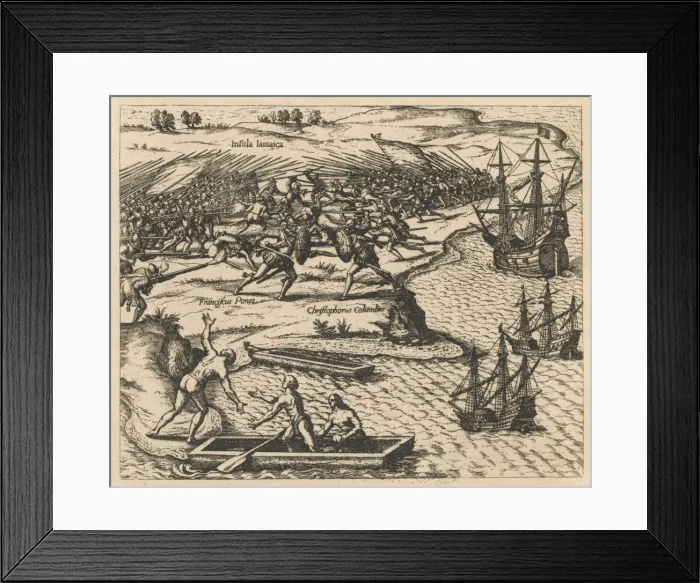 Framed Print : Columbus Lands / Jamaica Framed Print : Columbus Lands / Jamaica