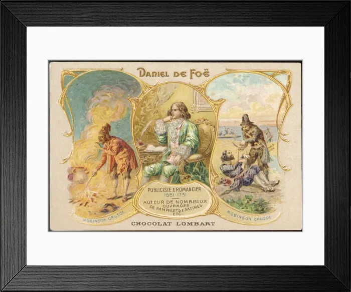Framed Print : Daniel Defoe & Crusoe Framed Print : Daniel Defoe & Crusoe