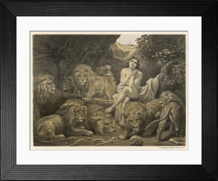 Framed Print : Daniel and Lions in Den Framed Print : Daniel and Lions in Den