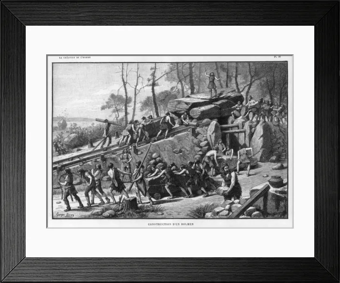 Framed Print : Building a Dolmen Framed Print : Building a Dolmen