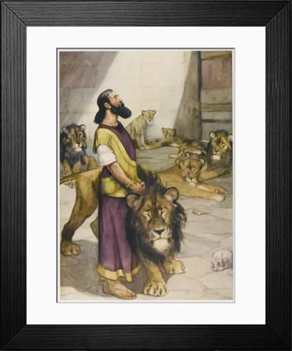 Framed Print : Daniel in Lions Den Framed Print : Daniel in Lions Den