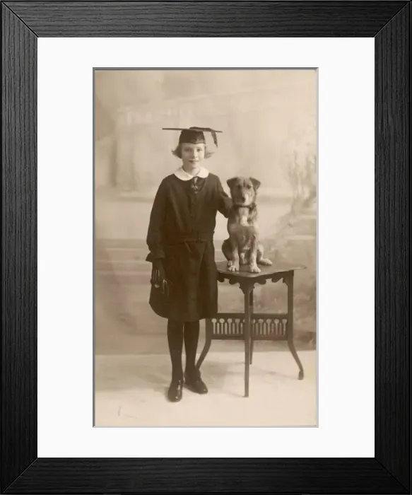 Framed Print : Lena and Dog 1923 Framed Print : Lena and Dog 1923