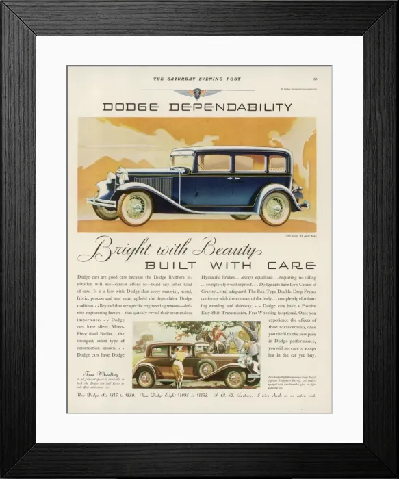 Framed Print : Dodge Advert Framed Print : Dodge Advert
