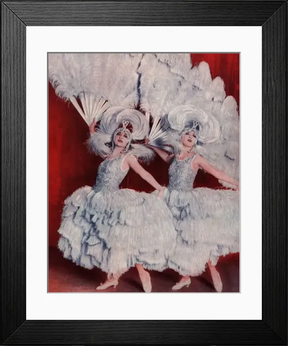 Framed Print : The Dolly Sisters in feather creations Framed Print : The Dolly Sisters in feather creations