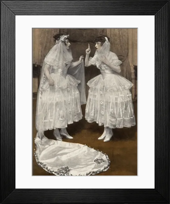 Framed Print : The Dolly Sisters in bridal wear Framed Print : The Dolly Sisters in bridal wear