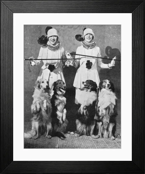 Framed Print : The Dolly Sisters with their Collies Framed Print : The Dolly Sisters with their Collies