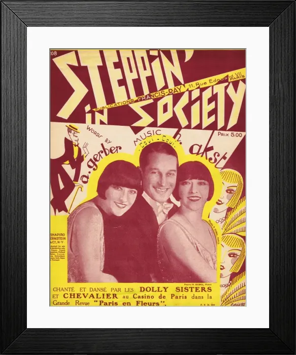 Framed Print : The Dolly Sisters and Maurice Chevalier from Paris En Fleurs Framed Print : The Dolly Sisters and Maurice Chevalier from Paris En Fleurs