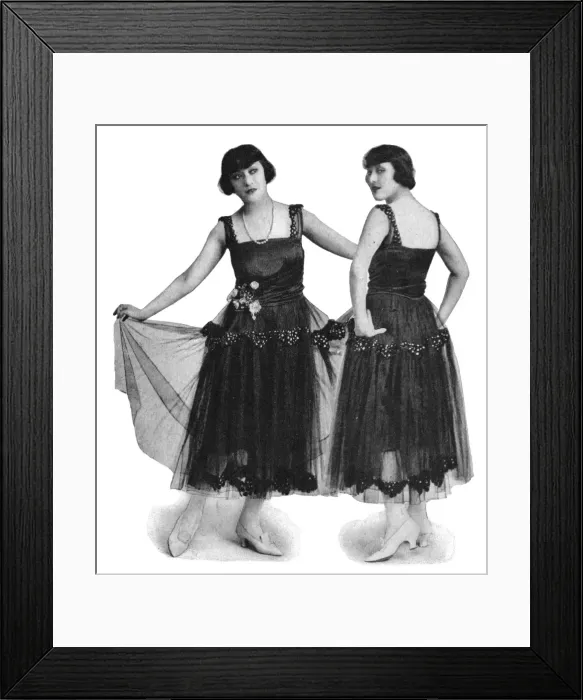 Framed Print : The Dolly Sisters modelling smart evening gowns Framed Print : The Dolly Sisters modelling smart evening gowns
