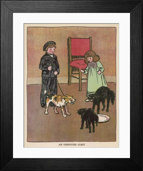 Framed Print : Children, Cats & Dog Framed Print : Children, Cats & Dog