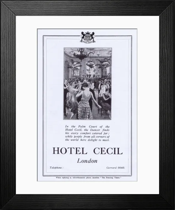 Framed Print : Advert for the Hotel Cecil Framed Print : Advert for the Hotel Cecil