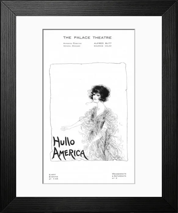 Framed Print : Programme cover for Hullo America, 1918
