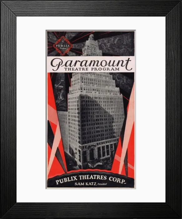 Framed Print : Programme cover for the Paramount Theatre, New York, 1928 Framed Print : Programme cover for the Paramount Theatre, New York, 1928
