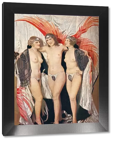 Three showgirls in Un Coup de Folie at the Folies Bergere, P