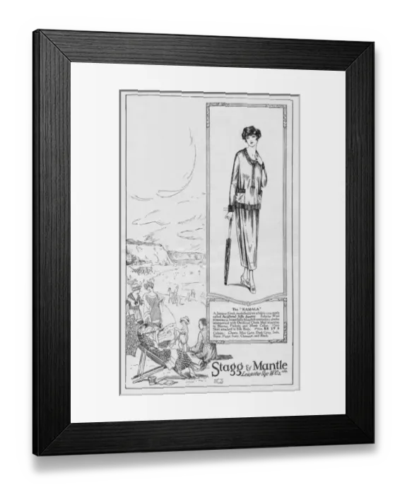Framed Print : Advert for Stag & Mantle jumper frock, 1918 Framed Print : Advert for Stag & Mantle jumper frock, 1918
