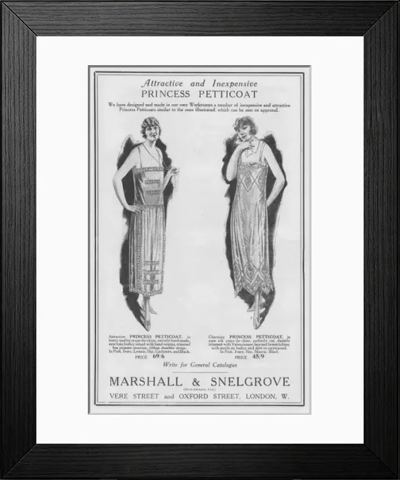 Framed Print : Advert for Marshall & Snelgrove Princess petticoat, 1923 Framed Print : Advert for Marshall & Snelgrove Princess petticoat, 1923
