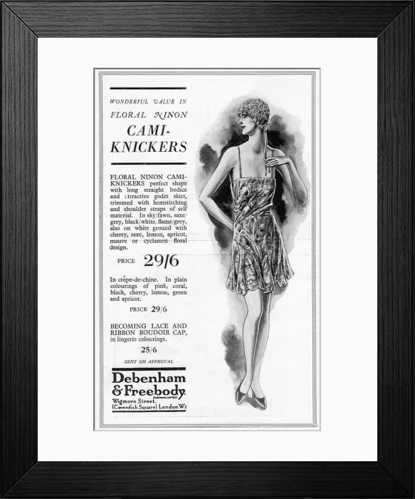 Framed Print : Advert for Debenham & Freebody Cami-knickers, 1929 Framed Print : Advert for Debenham & Freebody Cami-knickers, 1929