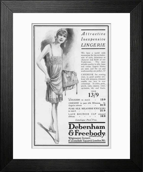 Framed Print : Advert for Debenham & Freebody Lingerie, 1926 Framed Print : Advert for Debenham & Freebody Lingerie, 1926