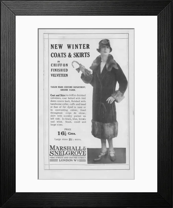 Framed Print : Advert for Marshall & Snelgrove winter coats and skirts, 192 Framed Print : Advert for Marshall & Snelgrove winter coats and skirts, 192