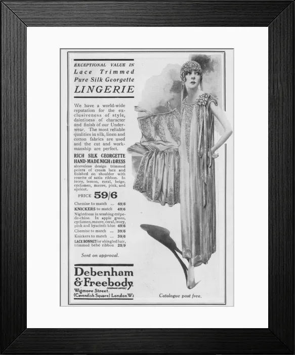 Framed Print : Advert for Debenham & Freebody Lingerie, 1927 Framed Print : Advert for Debenham & Freebody Lingerie, 1927