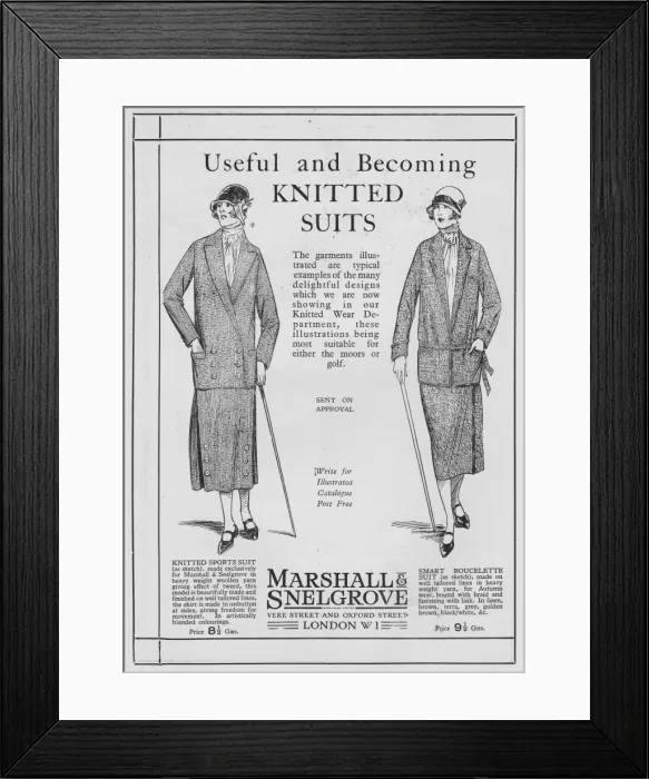 Framed Print : Advert for Marshall & Snelgrove knitted suits, 1924 Framed Print : Advert for Marshall & Snelgrove knitted suits, 1924