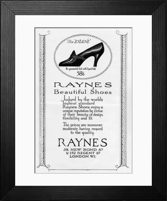 Framed Print : Advert for Raynes shoes, 1927 Framed Print : Advert for Raynes shoes, 1927