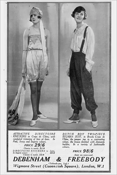 Advert for Debenham & Freebody knickers and pajama suit, 192