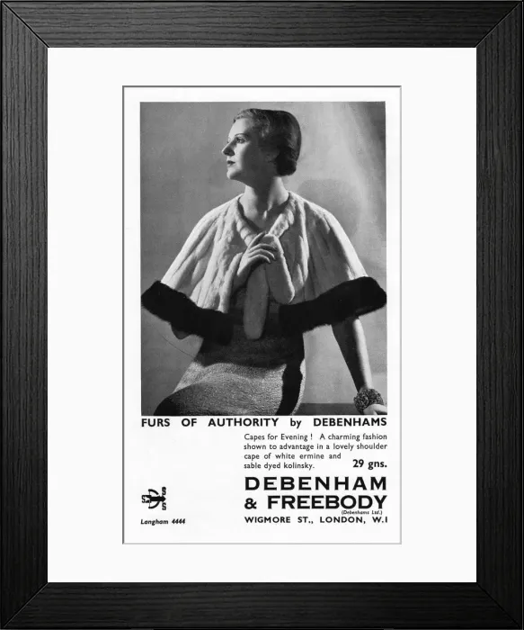 Framed Print : Advert for Debenham & Freebody furs, 1935 Framed Print : Advert for Debenham & Freebody furs, 1935