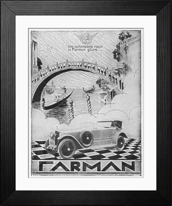 Framed Print : Advert for Farman automobile, 1926, Paris Framed Print : Advert for Farman automobile, 1926, Paris