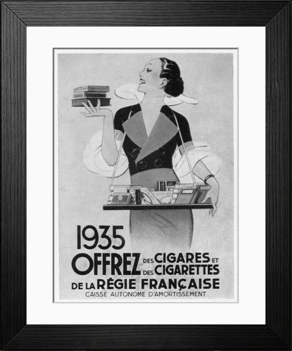 Framed Print : Advert for Cigarette Advert, 1935, Paris Framed Print : Advert for Cigarette Advert, 1935, Paris