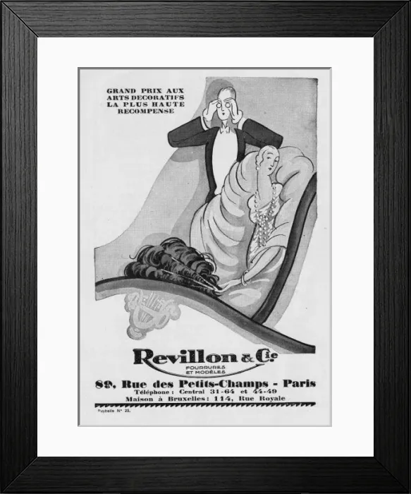 Framed Print : Advert for furs by Revillon & Cie, 1926, Paris Framed Print : Advert for furs by Revillon & Cie, 1926, Paris