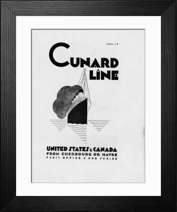 Framed Print : Advert for Cunard Line, 1927, Paris Framed Print : Advert for Cunard Line, 1927, Paris