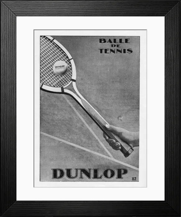 Framed Print : Advert for Dunlop tennis balls, 1928, Paris Framed Print : Advert for Dunlop tennis balls, 1928, Paris