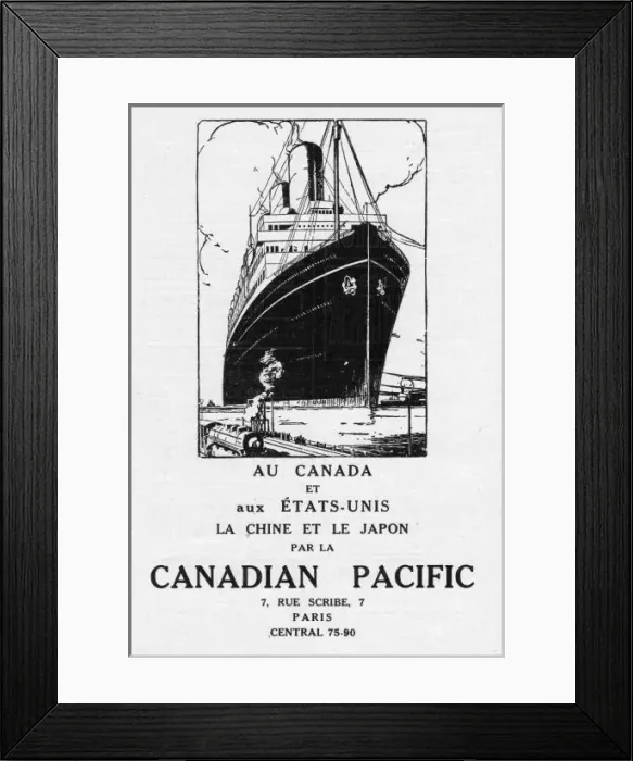 Framed Print : Advert for Canadian Pacific Lines, 1926, Paris Framed Print : Advert for Canadian Pacific Lines, 1926, Paris