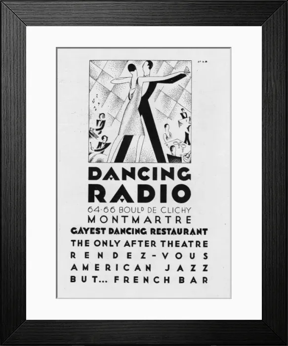 Framed Print : Advert for Dancing Radio, bar & dancing restaurant, 1927, Pa Framed Print : Advert for Dancing Radio, bar & dancing restaurant, 1927, Pa