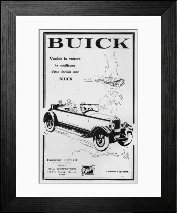 Framed Print : Advert for Buick automobiles, 1928, Paris Framed Print : Advert for Buick automobiles, 1928, Paris