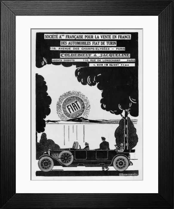 Framed Print : Advert for Fiat automobiles, 1927, Paris Framed Print : Advert for Fiat automobiles, 1927, Paris