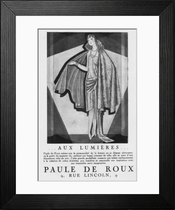 Framed Print : Advert for couture by Paul de Roux, 1928, Paris Framed Print : Advert for couture by Paul de Roux, 1928, Paris