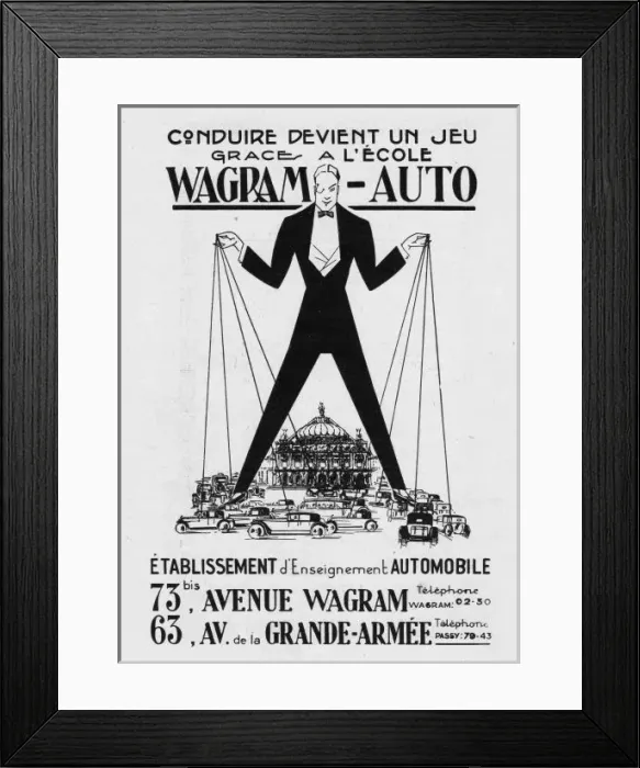 Framed Print : Advert for Wagram-auto, 1928, Paris Framed Print : Advert for Wagram-auto, 1928, Paris