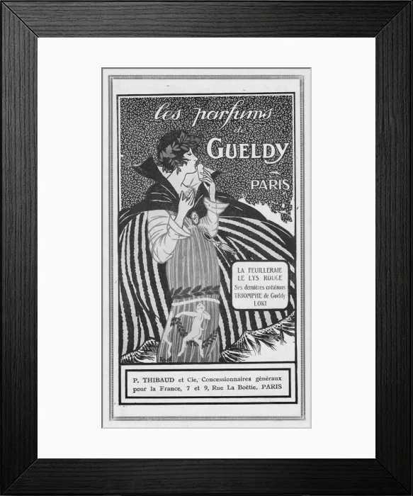 Framed Print : Advert for perfumes by Gueldy, 1920, Paris Framed Print : Advert for perfumes by Gueldy, 1920, Paris