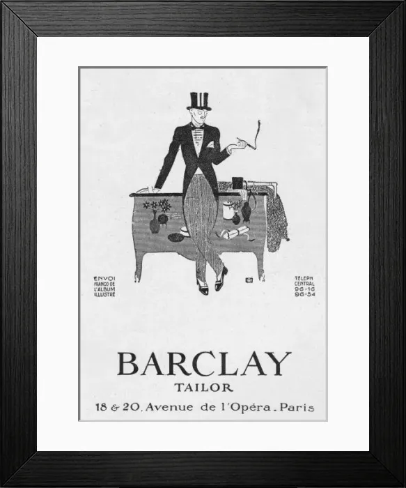 Framed Print : Advert for Barclay Tailor, 1925, Paris Framed Print : Advert for Barclay Tailor, 1925, Paris