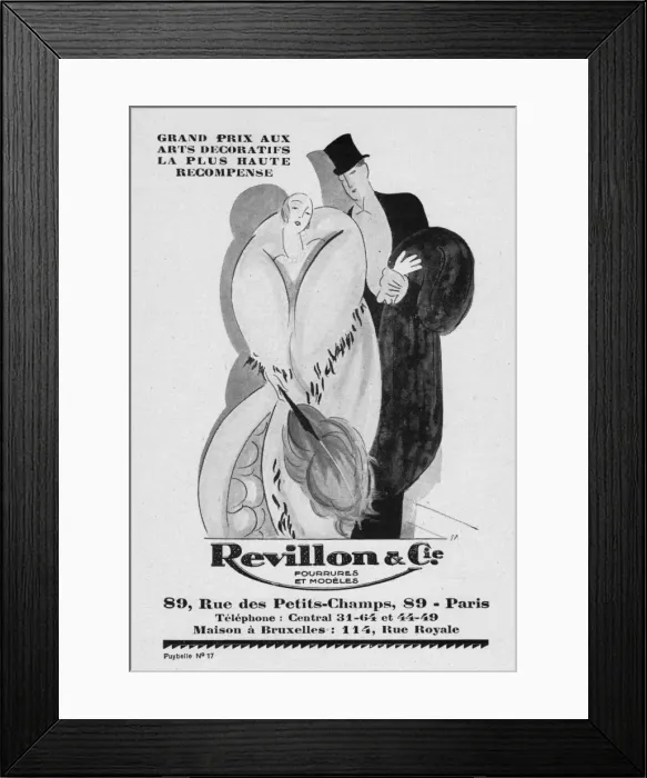 Framed Print : Advert for furs by Revillon & Cie, 1926, Paris Framed Print : Advert for furs by Revillon & Cie, 1926, Paris